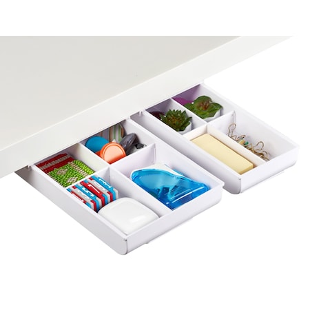 Bostitch Konnect Under Desk Drawer, Self-Adhesive Slide Out Storage Organizer, White, 2PK KT2-DRWR-WHT